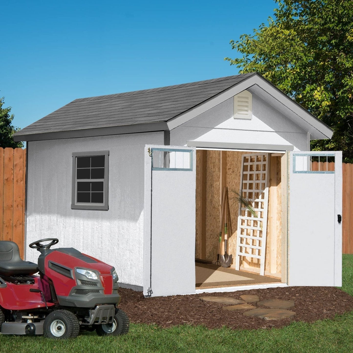 Handy Home Products Beachwood 8×12 Do-it-Yourself Wooden Storage Shed with Floor Tan