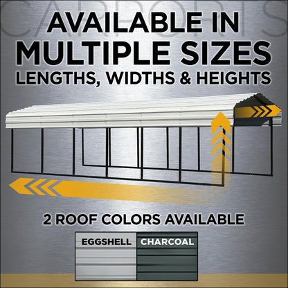 Arrow Carport, 12 ft. x 29 ft. x 9ft. Eggshell 12′ x 29′ x 9′