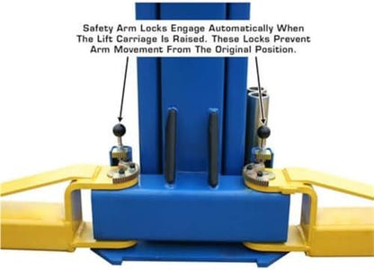 ATLAS Automotive Equipment 9OHSC-SS 2-Post Vehicle Overhead Lift, 11’9” Minimum Ceiling Height, 9,000lb Capacity, Clear Floor, 11’10” Height, 3-Stage Front and 2-Stage Rear Arms, for DIY/Hobbyists