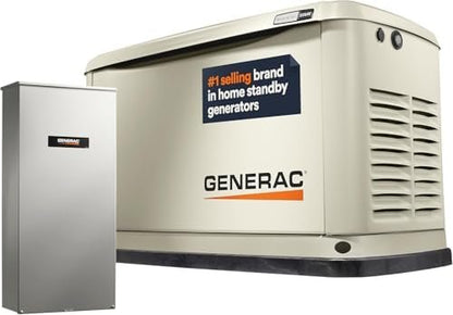 Generac Guardian 22kW Home Standby Generator with 200 Amp Transfer Switch, Durable All Aluminum, WiFi Enabled with G-Force Engine, Easy to Use, Whole House Power Backup, Smart Outage Solution – Bisque