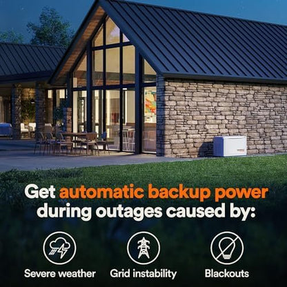 Generac Guardian 22kW Home Standby Generator with 200 Amp Transfer Switch, Durable All Aluminum, WiFi Enabled with G-Force Engine, Easy to Use, Whole House Power Backup, Smart Outage Solution – Bisque