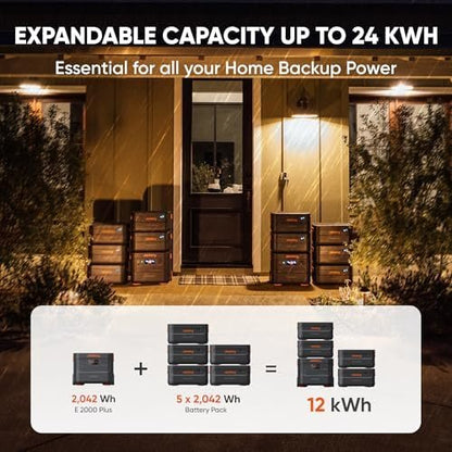 Jackery Solar Generator 4000 Kit, Explorer 2000 Plus and 1X PackPlus E2000 Plus Expandable Battery with 2X200W Solar Panel, 4085 Wh LiFePO4, 3000W Output for Outdoor RV Camping & Home Emergency