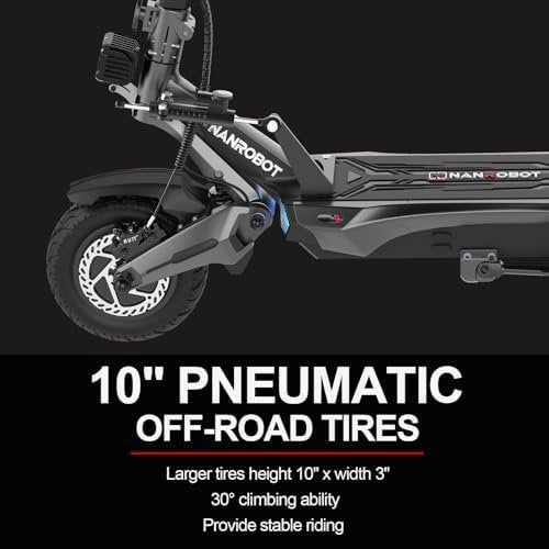 NANROBOT Electric Scooter Adults 50mph Dual Motor Electric Scooter with Suspension 80Miles Range Fast Sports Escooter Folding 10″ Off Road Tires 330LBS Max Load Complies with UL2272 Certification