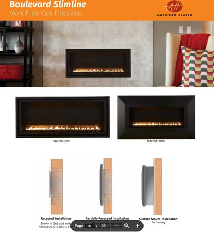 Empire Gas Fireplace Boulevard Slimline Vent-Free 30" EVCFLV30