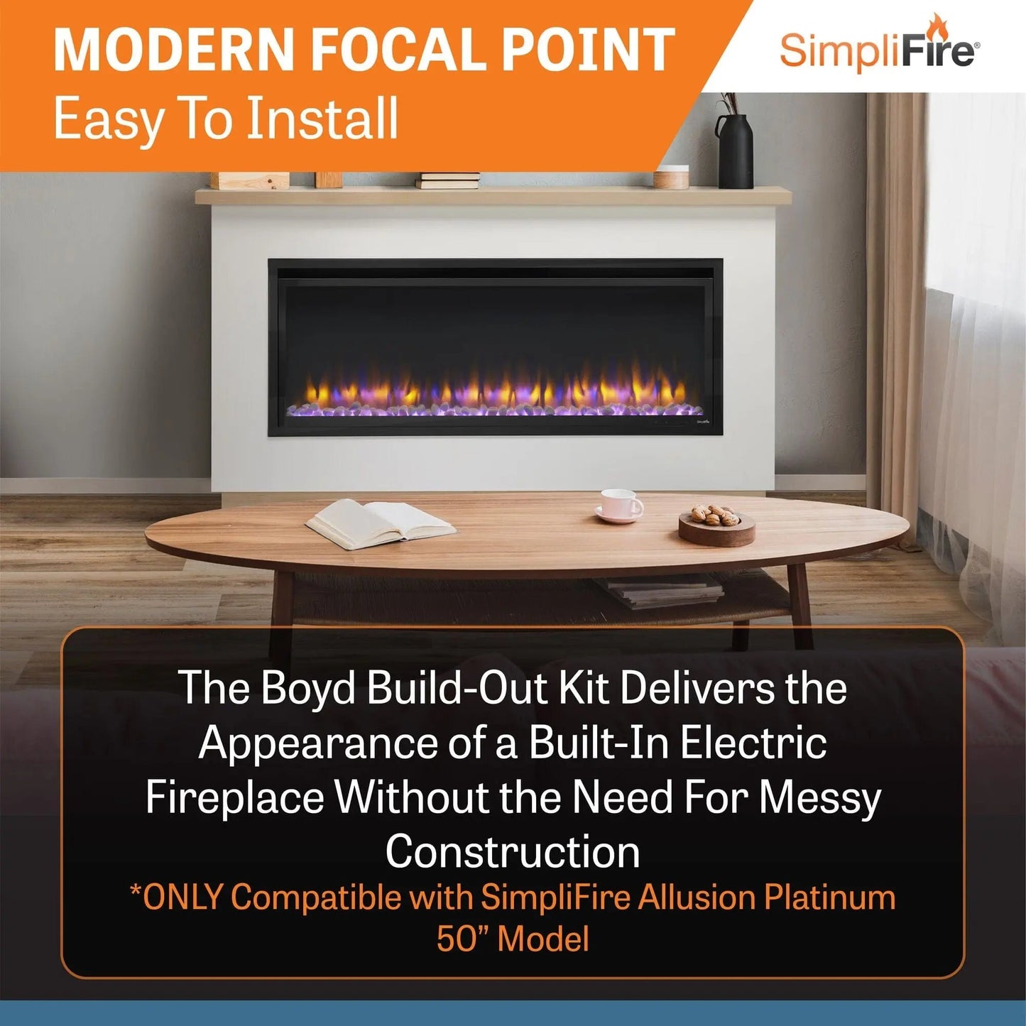 SimpliFire Electric Fireplace Mantel Package Boyd Ready-to-Finish 001