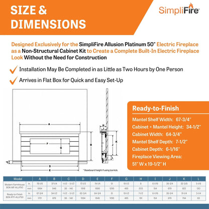 SimpliFire Electric Fireplace Mantel Package Boyd Ready-to-Finish 001