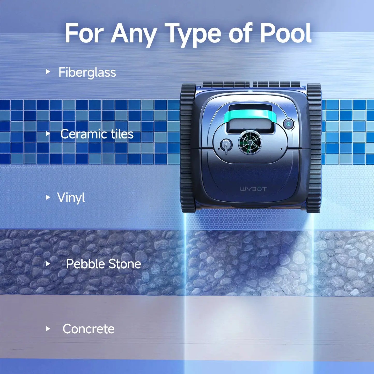 WYBOT C1 Cordless Robotic Pool Cleaner – Floor, Walls & Waterline