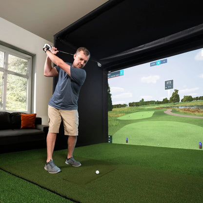 Carl's Place PRO Golf Simulator Enclosure Kit with Premium Impact Screen 10'H × 15.5'W × 10'D | Model: pgec2-pm-10x15-5x10