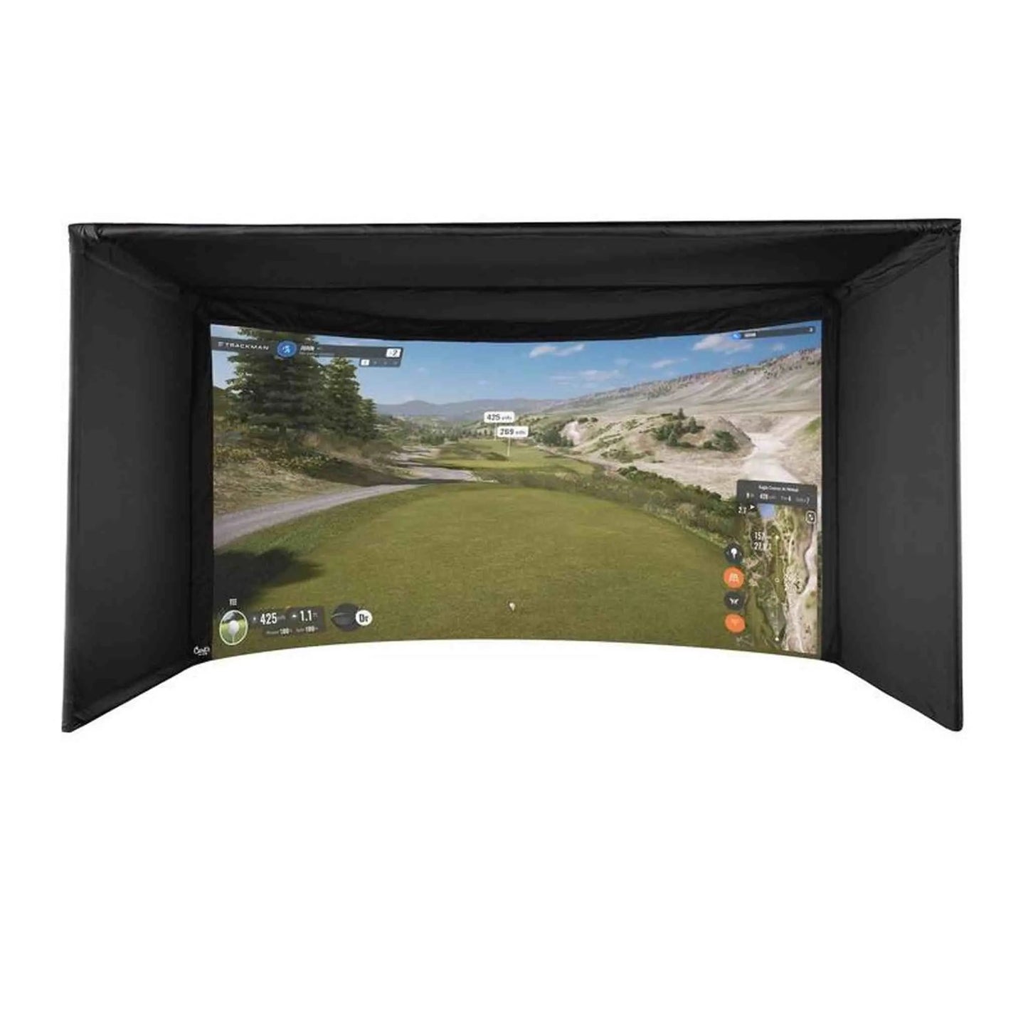 Carl's Place CURVED Golf Simulator Enclosure Kit with High-Contrast Gray Impact Screen 9'H × 14'W × 10'D | Model: cge-gp-9x14x10