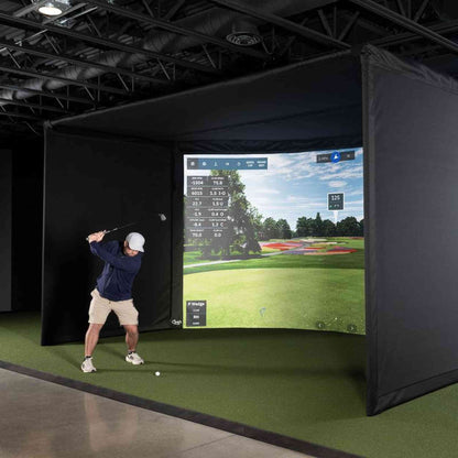 Carl's Place CURVED Golf Simulator Enclosure Kit with Premium Impact Screen 9'H × 14'W × 15'D | Model: cge-9x14x15