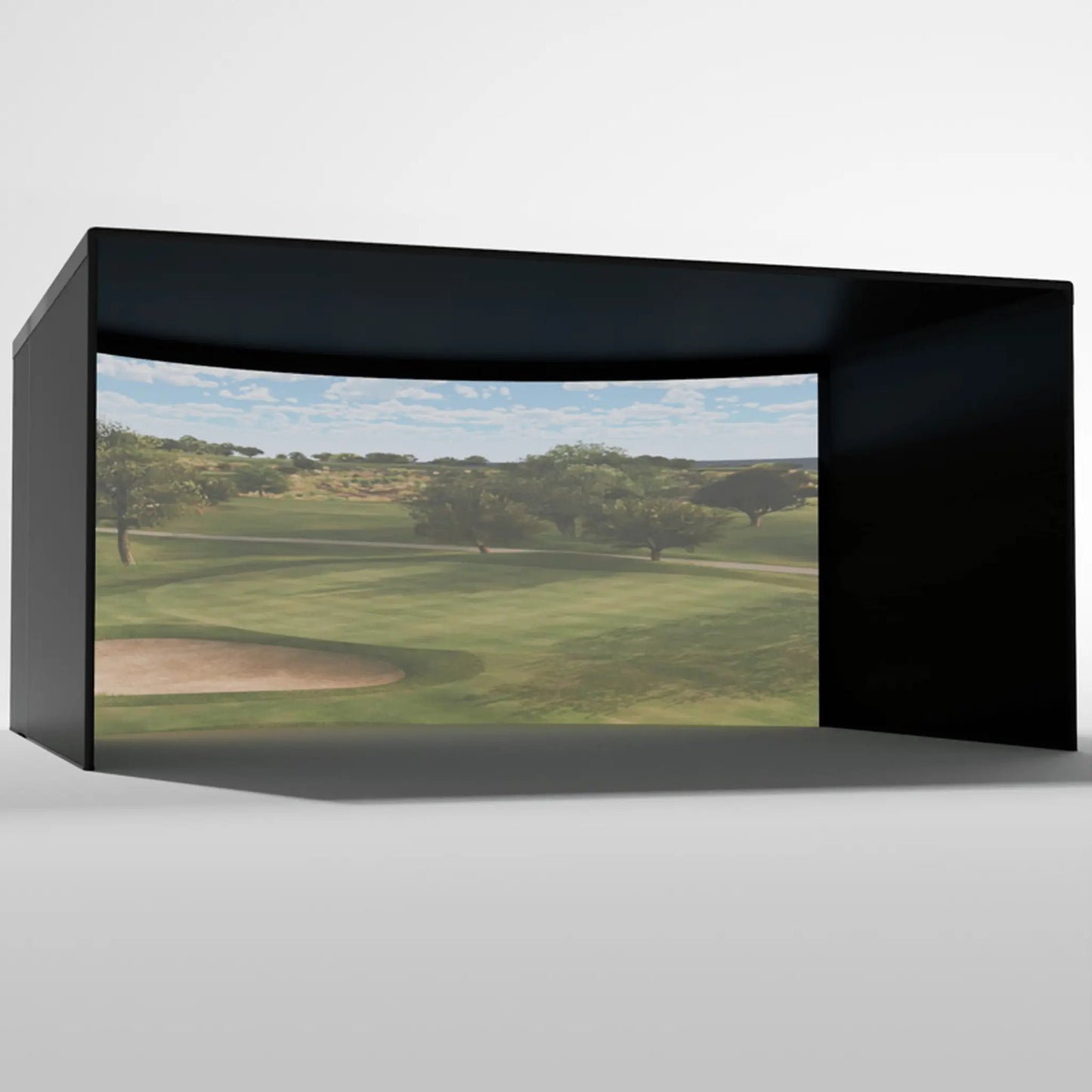 Carl's Place CURVED Golf Simulator Enclosure Kit with Premium Impact Screen 9'H × 14'W × 10'D | Model: cge-9x14x10