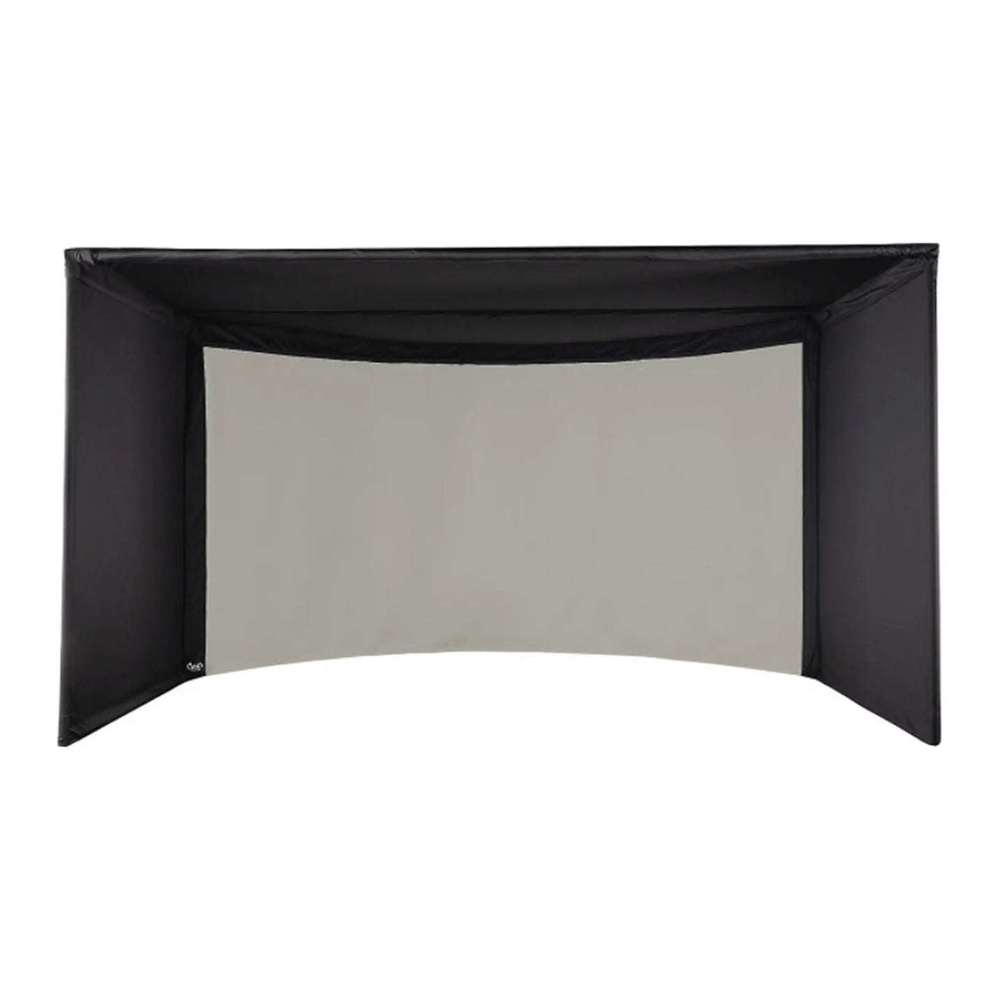 Carl's Place Curved Golf Simulator Enclosure Kit with High-Contrast Gray Golf Impact 9.5'H × 14.5'W × 10'D | Model: cge-gp-9-5x14-5x10