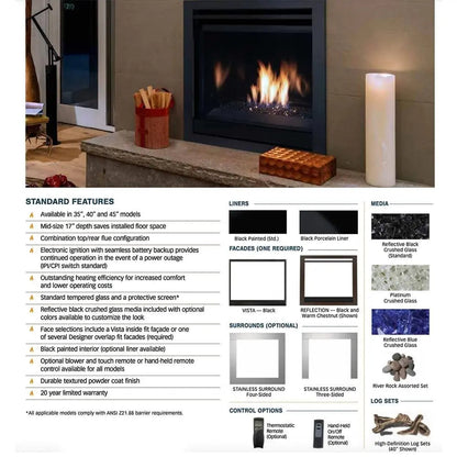 Superior Gas Fireplace 45-Inch DRC3045 Contemporary Electronically Ignited Direct Vent