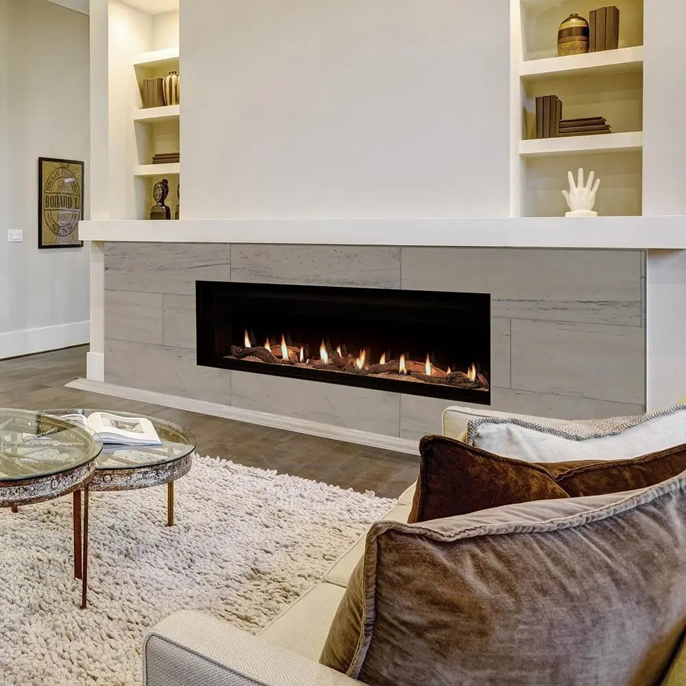 Superior Gas Fireplace 84-Inch DRL6084 Linear Electronic Ignition Direct Vent Remote Crushed Glass Media