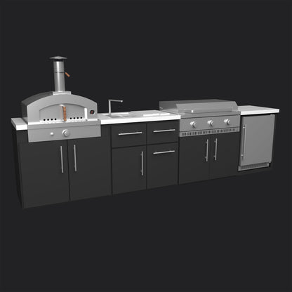 Emory | 12-Foot Outdoor Kitchen Island with Built-In Griddle & Pizza Oven
