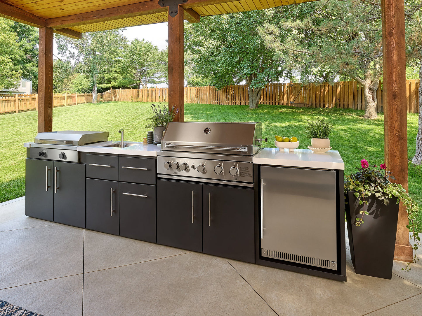 Emory | 12-Foot Outdoor Kitchen Island with Built-In Grill & Griddle