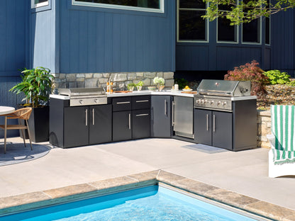 Emory | Corner Outdoor Kitchen Island with Built-In Grill & Griddle