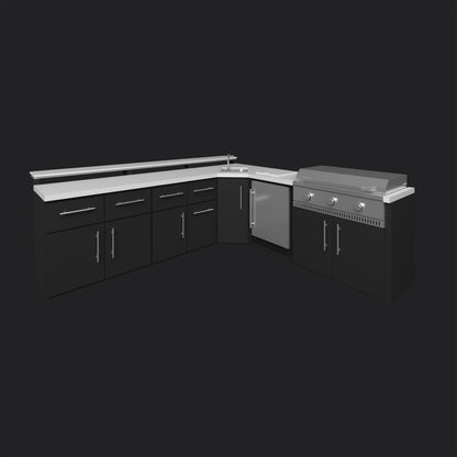 Emory | Corner Outdoor Kitchen Island with Bar Seating & Built-In Griddle – Right