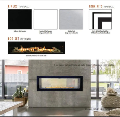 Empire Gas Fireplaces Boulevard 48" Double-Sided Vent-Free Linear Fireplace with Barrier ECSBoulevard48