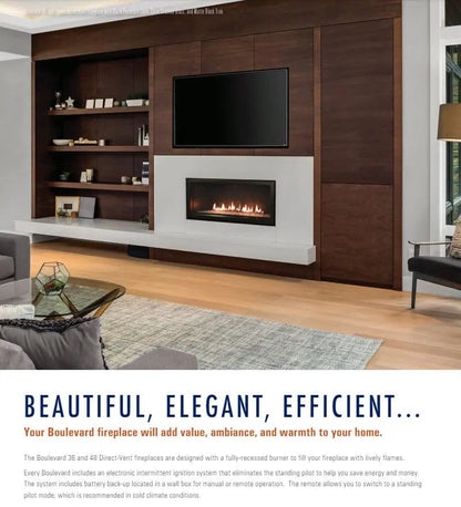 Empire Gas Fireplace Boulevard 48" Direct Vent Liner Included EVM48DV