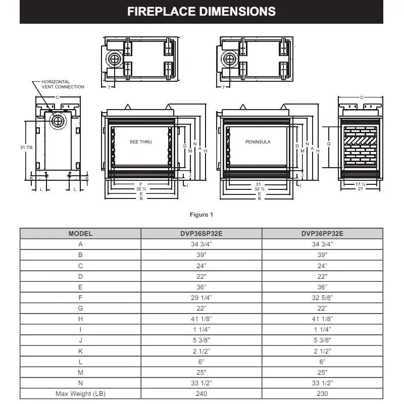 Empire Gas Fireplace Madison Premium 36" Direct Vent E36MPDV