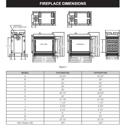 Empire Gas Fireplace Madison Premium 36" Direct Vent E36MPDV