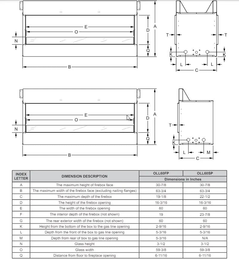 Empire Gas Fireplace Carol Rose 60" Double-Sided Vent-Free Linear ESV60CR