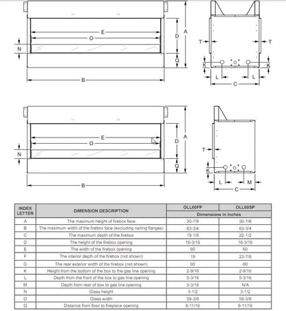 Empire Gas Fireplace Carol Rose 60" Double-Sided Vent-Free Linear ESV60CR