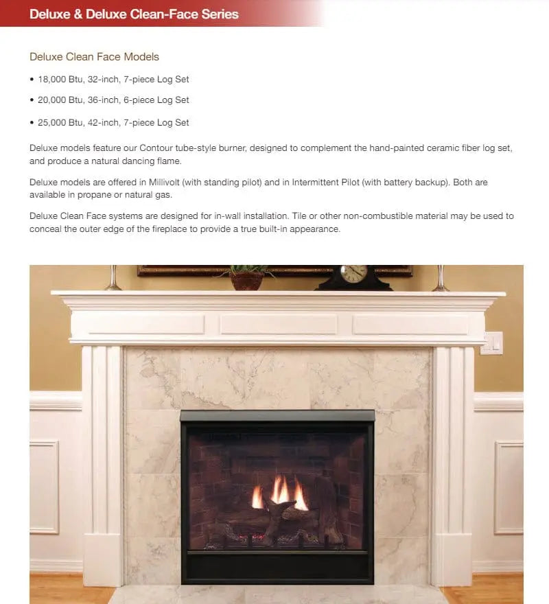 Empire Gas Fireplace 42" Madison Clean-Face Deluxe Direct Vent E42MDVDVLSB