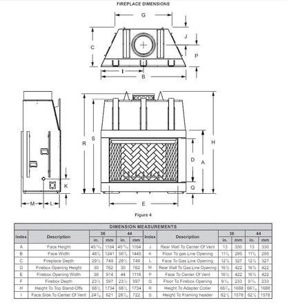 Empire Wood Burning Fireplace 44" Firebox Only WB44FB0F