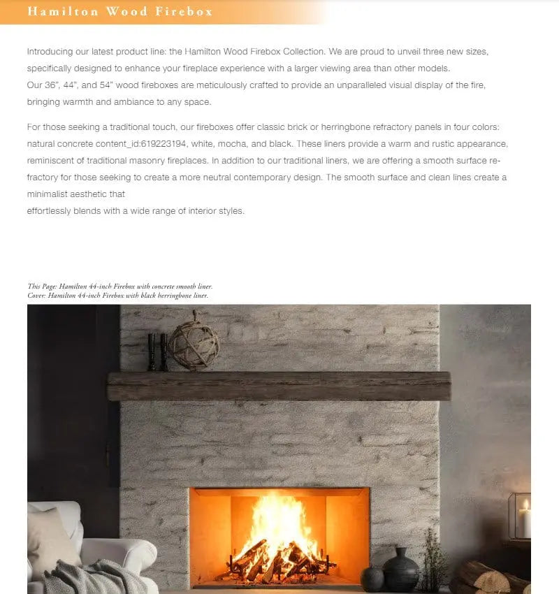 Empire Wood Burning Fireplace 36" Firebox Only WB36FB0F