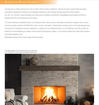 Empire Wood Burning Fireplace 54" Firebox Only WB54FB0F