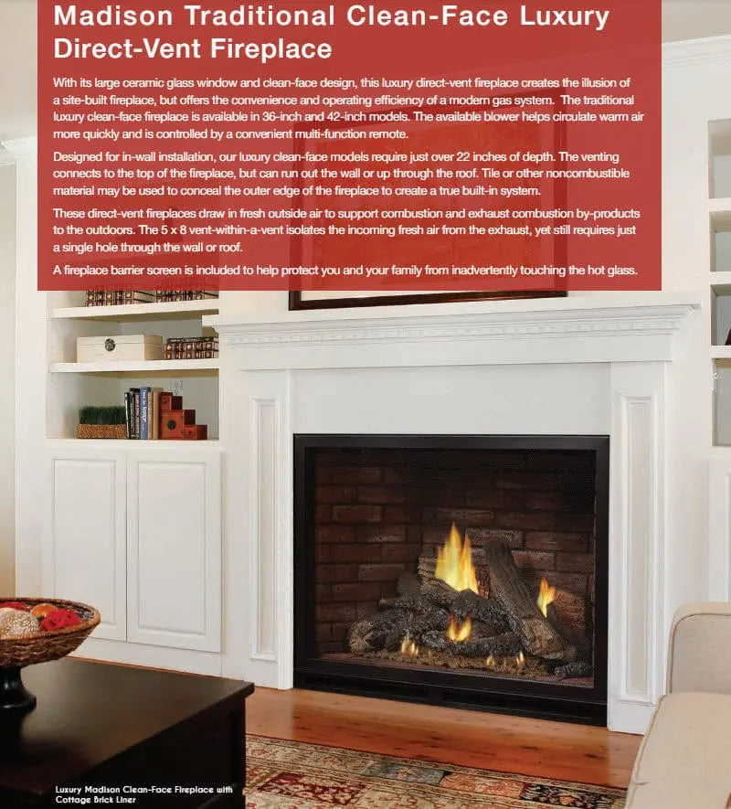 Empire Gas Fireplaces 42 Inch Madison Clean-Face Direct Vent E42