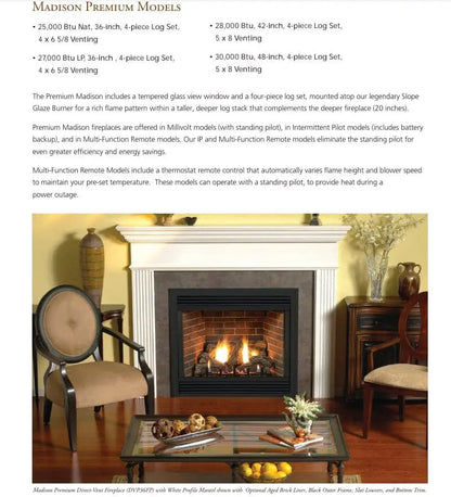 Empire Gas Fireplace Madison Premium Direct Vent 36" EVMADISON36