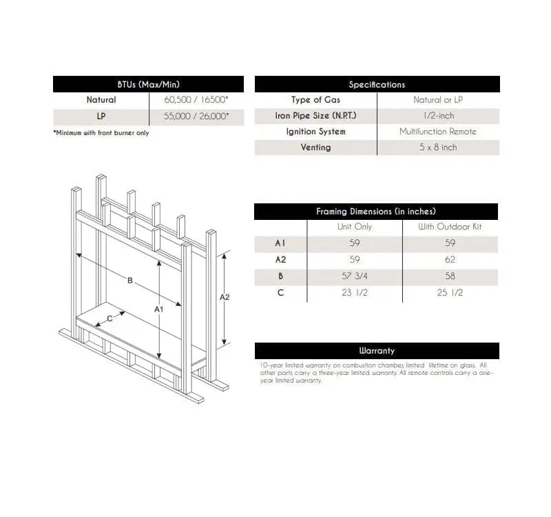 Empire Rushmore 40" See-Through Direct-Vent Gas Fireplace | DVCT40CSP95