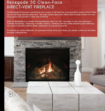 Empire Rushmore 50" Clean-Face Direct-Vent Gas Fireplace | DVCT50CBP95