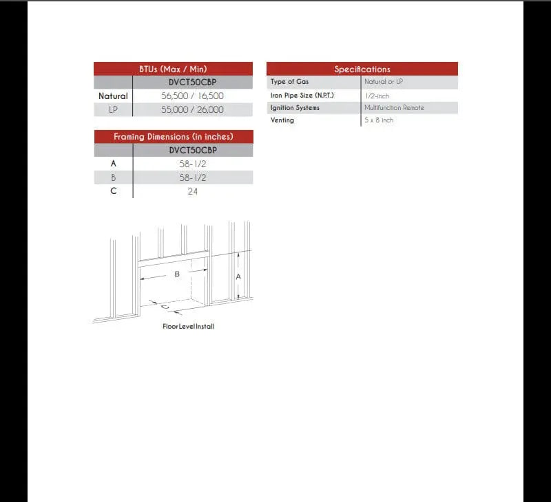 Empire Rushmore 50" Clean-Face Direct-Vent Gas Fireplace | DVCT50CBP95