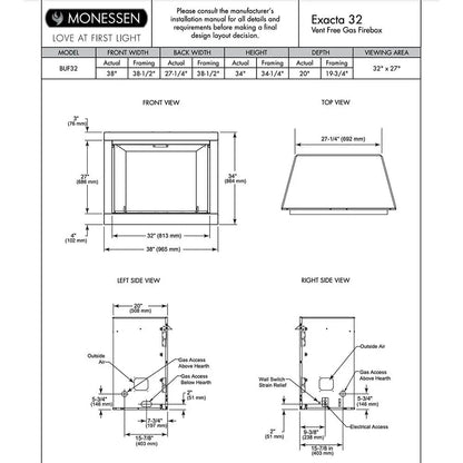 Monessen Gas Fireplace Exacta Vent-Free Circulating Clean Face 32" MFV32Exacta