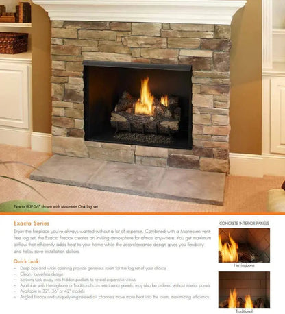 Monessen Gas Fireplace Exacta Vent-Free Circulating Clean Face 42" MFV42Exacta