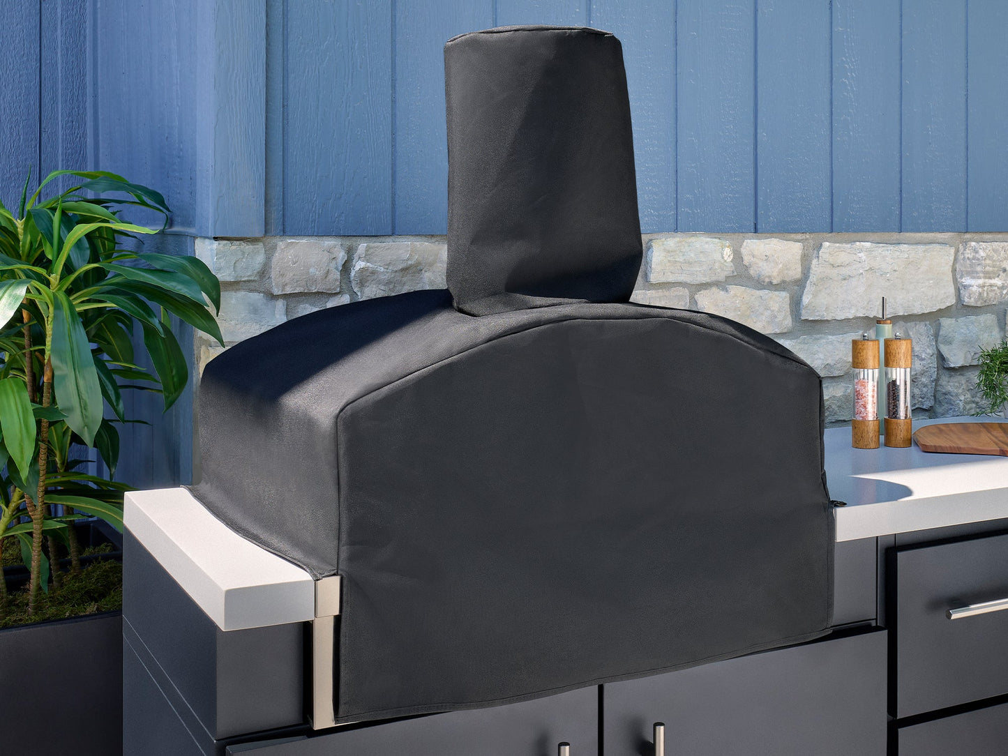 Langston | Covered Walk-In Outdoor Kitchen with Built-In Griddle & Pizza Oven