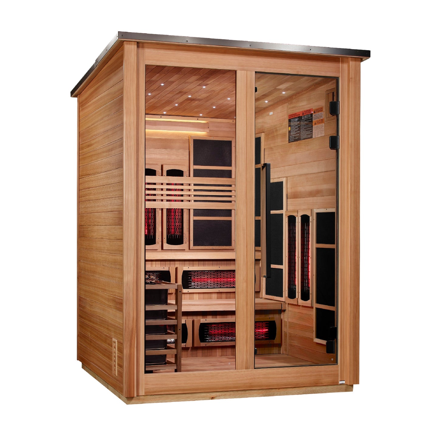 Golden Designs "Kaskinen Pacific Cedar" 6-Person Outdoor PureTech™ Full Spectrum Hybrid Sauna — Flat Roof (2026 Model) | GDI-8526-02