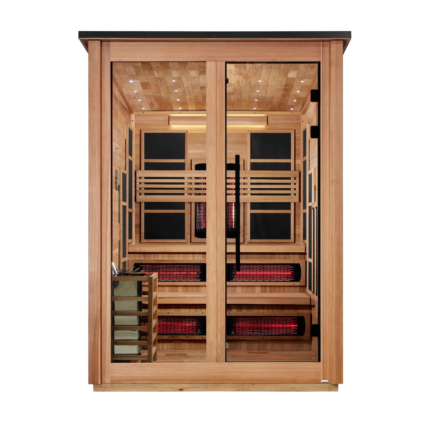 Golden Designs "Kaskinen Pacific Cedar" 6-Person Outdoor PureTech™ Full Spectrum Hybrid Sauna — Flat Roof (2026 Model) | GDI-8526-02