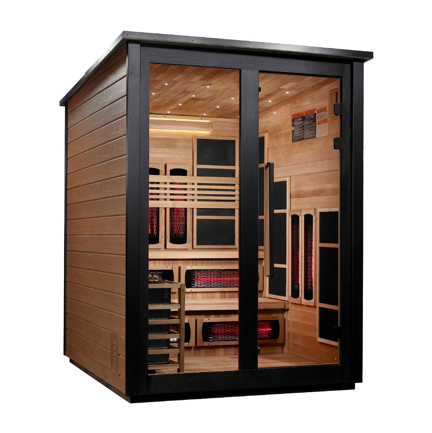Golden Designs "Kaskinen 2 Tone" 6-Person Outdoor PureTech™ Full Spectrum Hybrid Sauna — Flat Roof (2026 Model) | GDI-8526-03