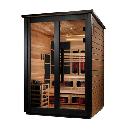 Golden Designs "Kaskinen 2 Tone" 6-Person Outdoor PureTech™ Full Spectrum Hybrid Sauna — Flat Roof (2026 Model) | GDI-8526-03