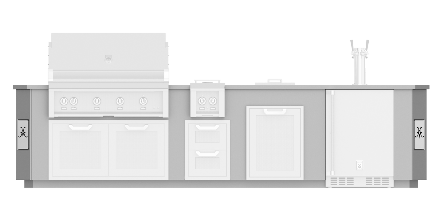 Hestan 12"Foot, With Grill, Outdoor Living Suites with Side Burner and Beer Dispenser (SS Countertop) - GESD12