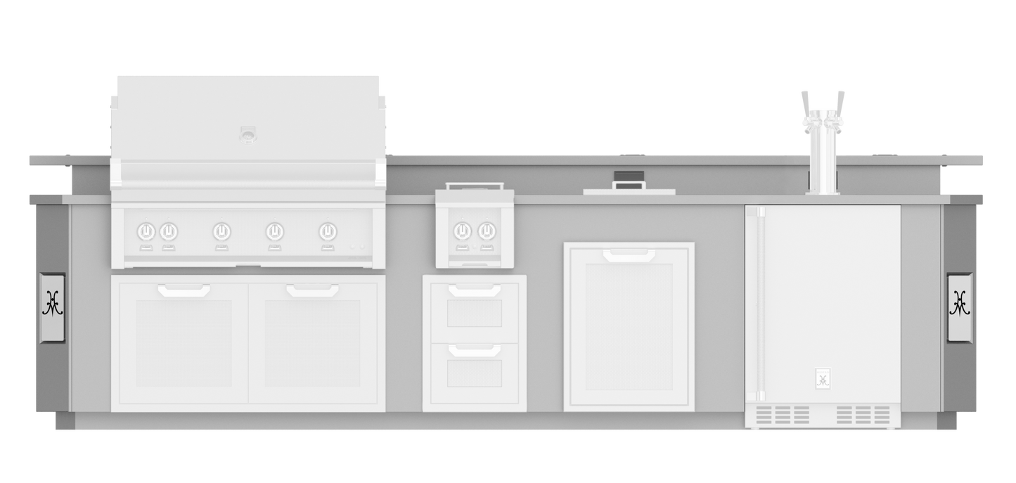 Hestan 12"Foot, With Grill, Outdoor Living Suite with Side Burner, Beer Dispenser and Bar - GESDB12