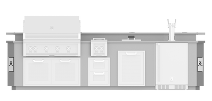 Hestan 12"Foot, With Grill, Outdoor Living Suite with Side Burner, Beer Dispenser and Bar - GESDB12