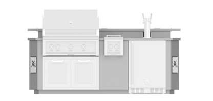 Hestan 8"Foot, With Grill, Outdoor Living Suite with Side Burner, Beer Dispenser and Bar - GESDB08