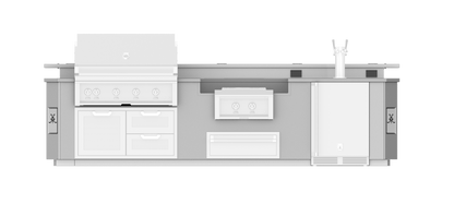Hestan 12"Foot, With Grill, Outdoor Living Suite with Power Burner, Beer Dispenser and Bar (SS Countertop) - GESDBP12
