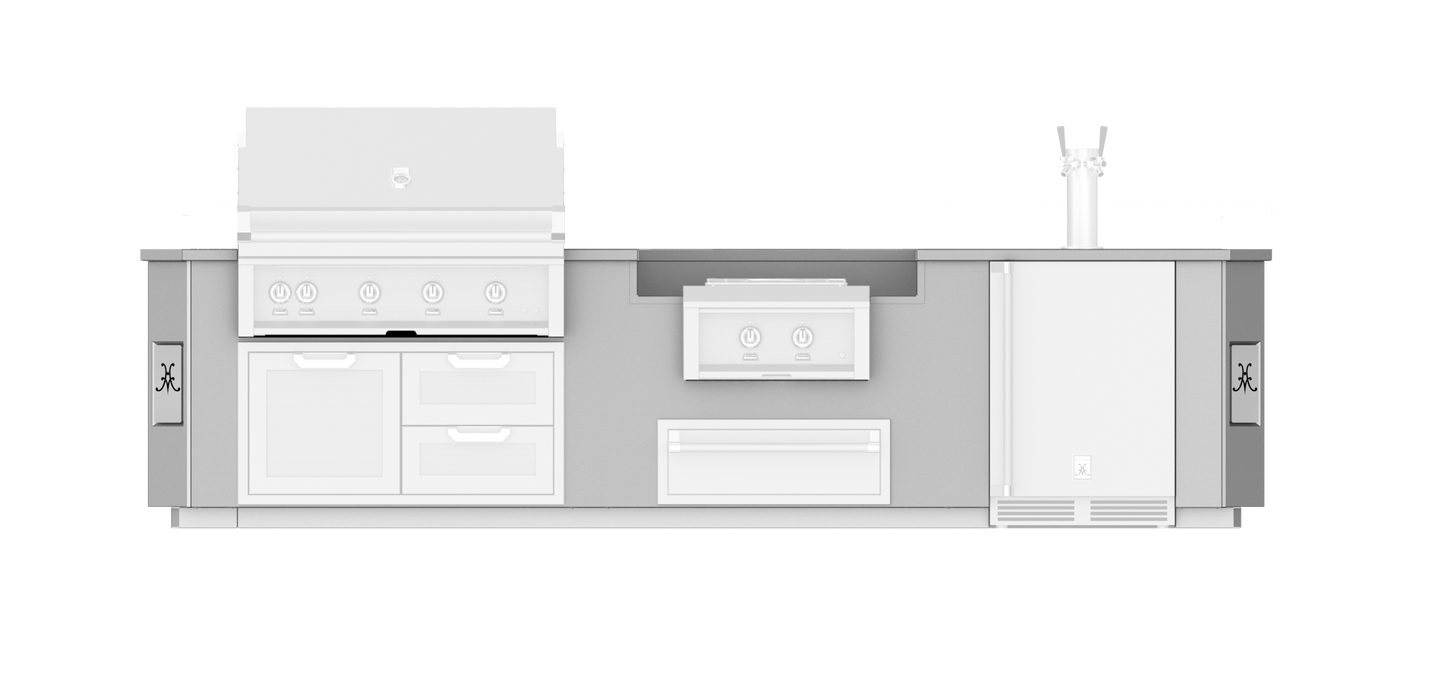 Hestan 12"Foot, With Grill, Outdoor Living Suite with Power Burner and Beer Dispenser (SS Countertop) - GESDP12